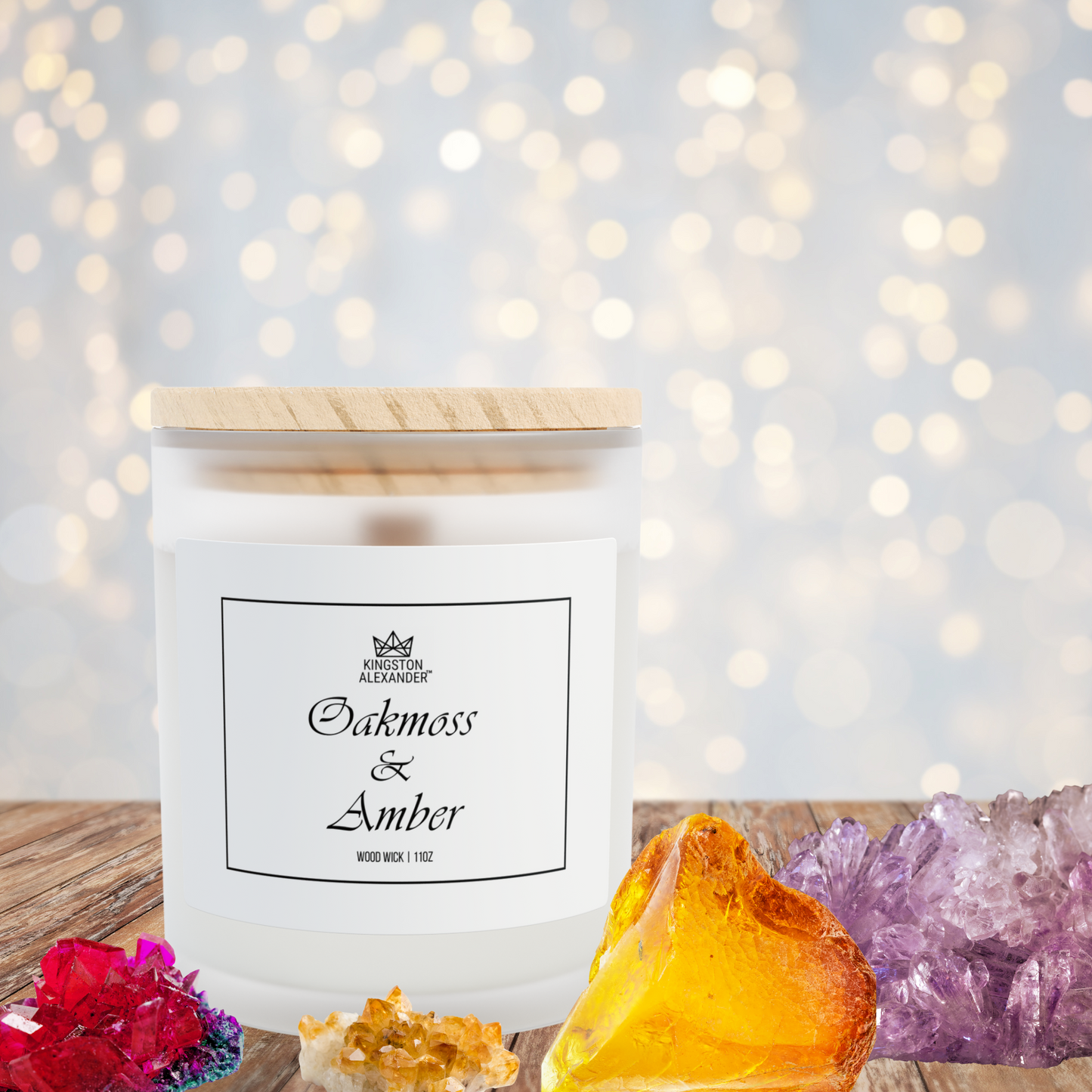 Oakmoss and Amber Scented Frosted Candle 11oz